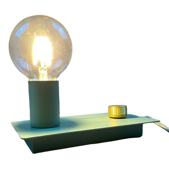 Mercantile Design Table Top Edison Lamp NEW W TAG Minimalist Simple Teal & Gold - Picture 2 of 13